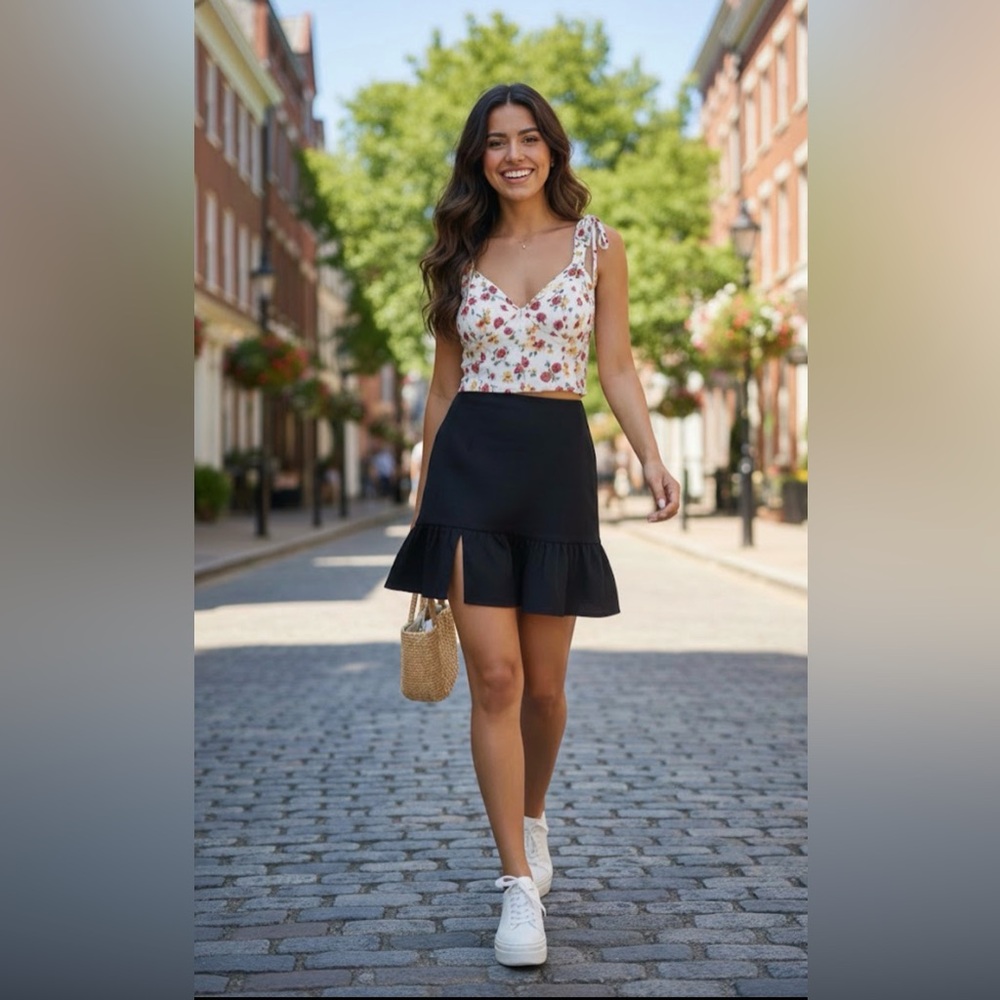 SHEIN 100% Cotton Ruffle Hem Mini Skirt - Women’s Size Small